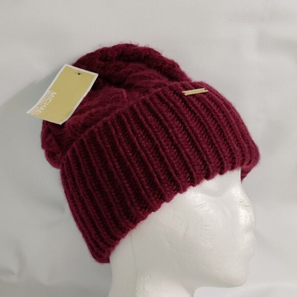 Michael Kors Maroon Cable Knit Beanie One Size New NWT